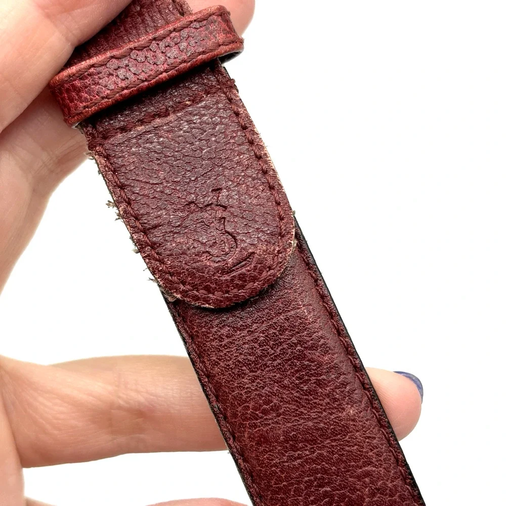 1970s Yves Saint Laurent 1214009 Oxblood Steerhide Leather Segmented Belt 32-36